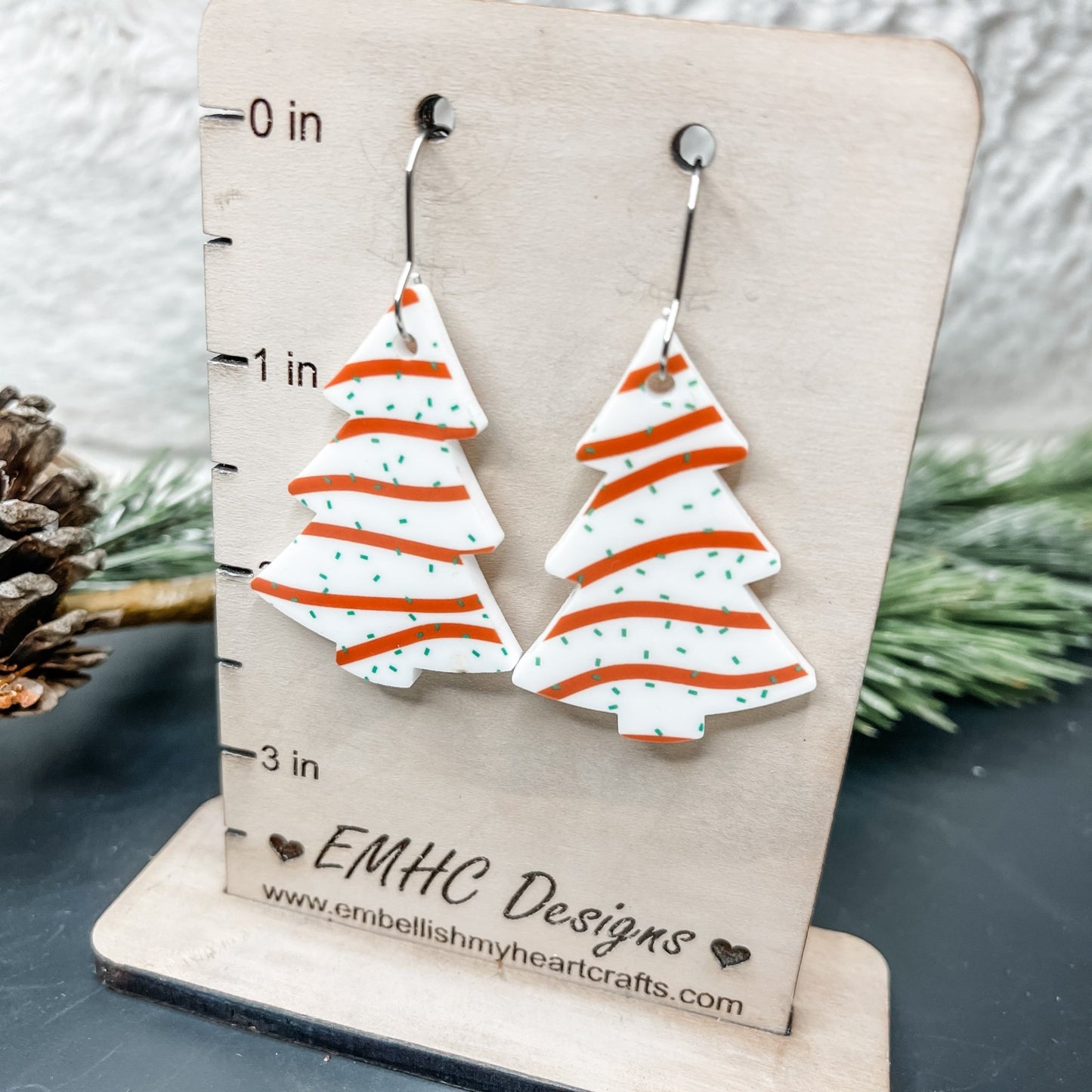 Christmas Tree Red and Green Sprinkles Acrylic Dangle Earrings - Embellish My Heart