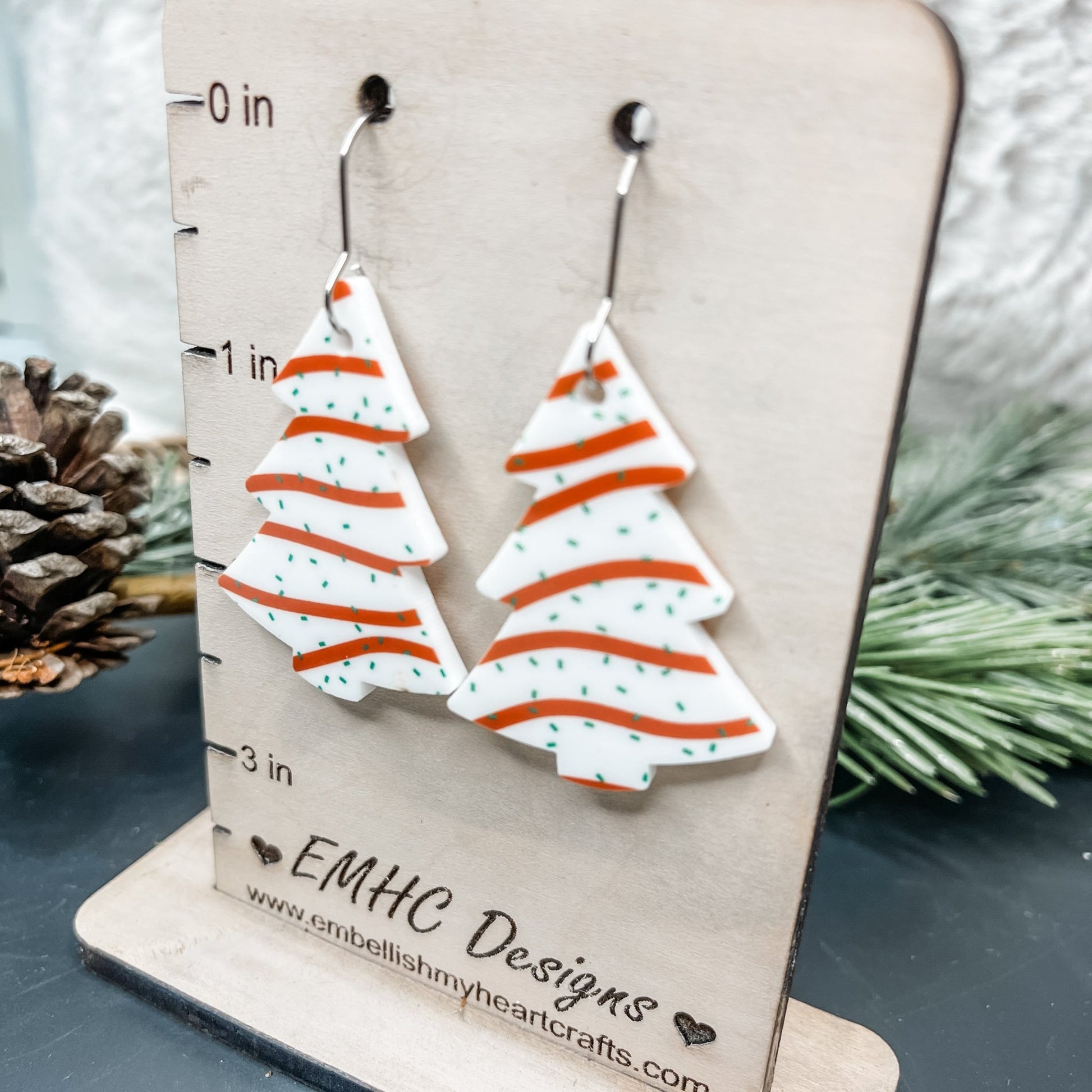 Christmas Tree Red and Green Sprinkles Acrylic Dangle Earrings - Embellish My Heart