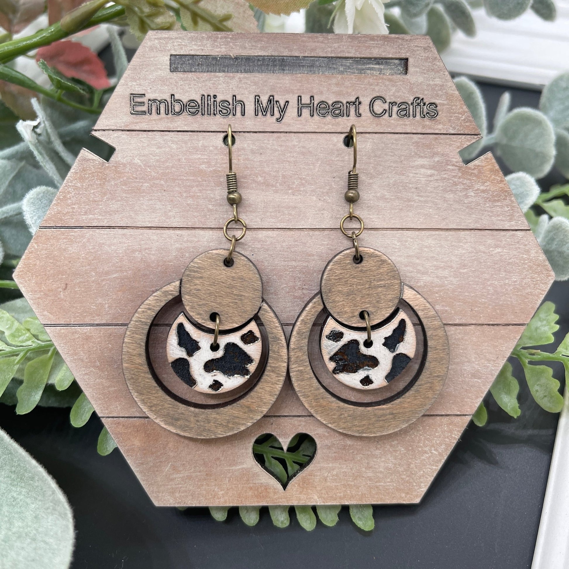 Cow Print Circle Dangle Earrings - Embellish My Heart