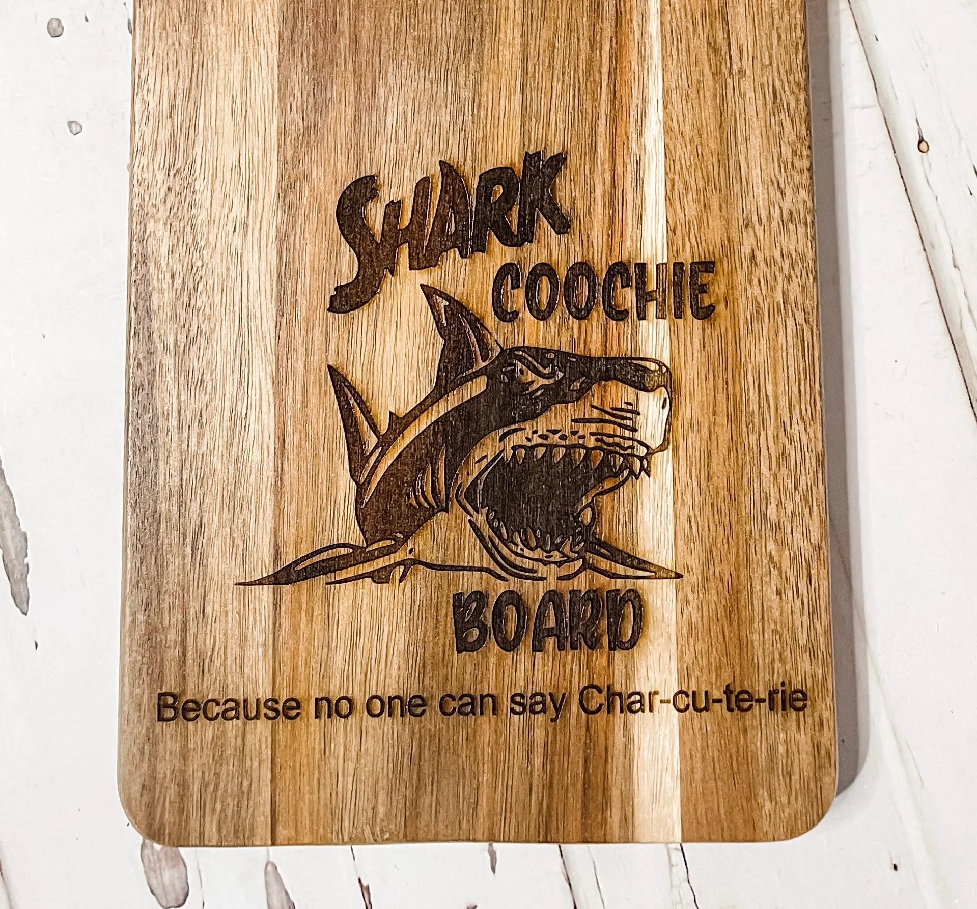 Cutting board, Charcuterie board, Shark Coochie Board, Acacia, block, serving tray - Embellish My Heart Crafts