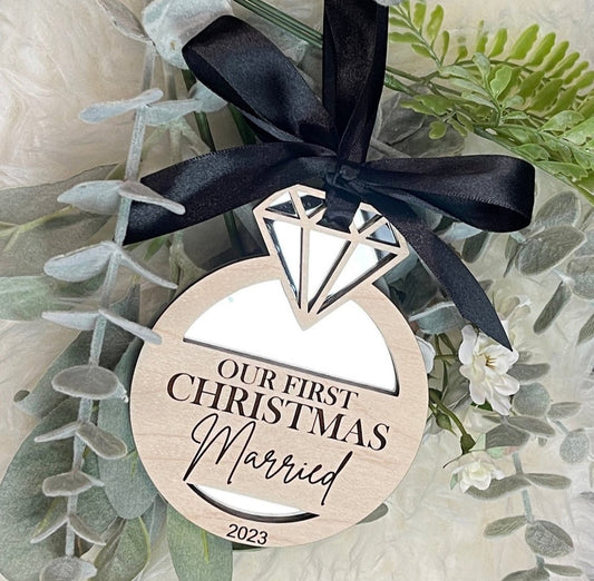 First Christmas Married Christmas Ornament Keepsake - Embellish My Heart