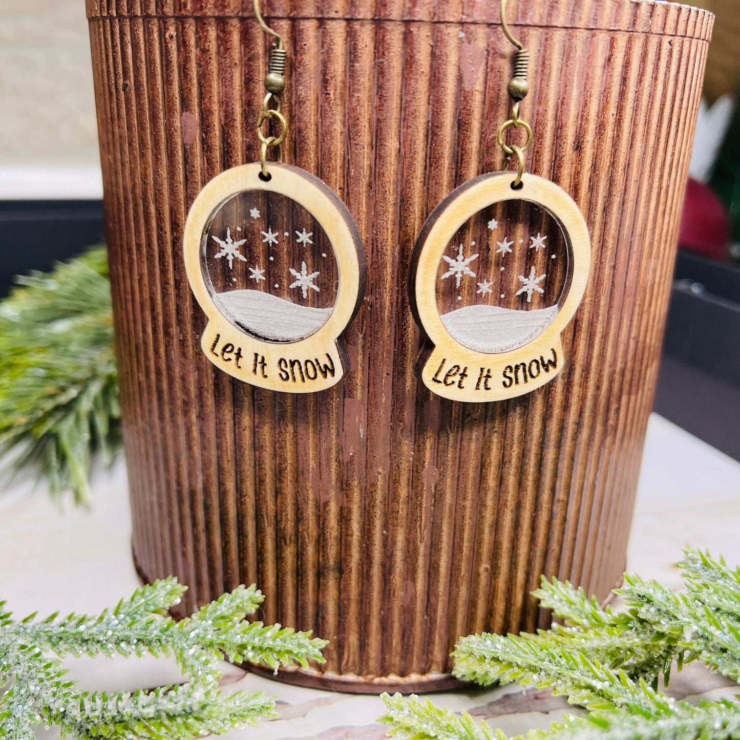 Holiday Snowman Snow Globe | Snow globe Earrings | Winter Earrings | Snowflake Jewelry | Snow Earrings | Winter Jewelry - Embellish My Heart