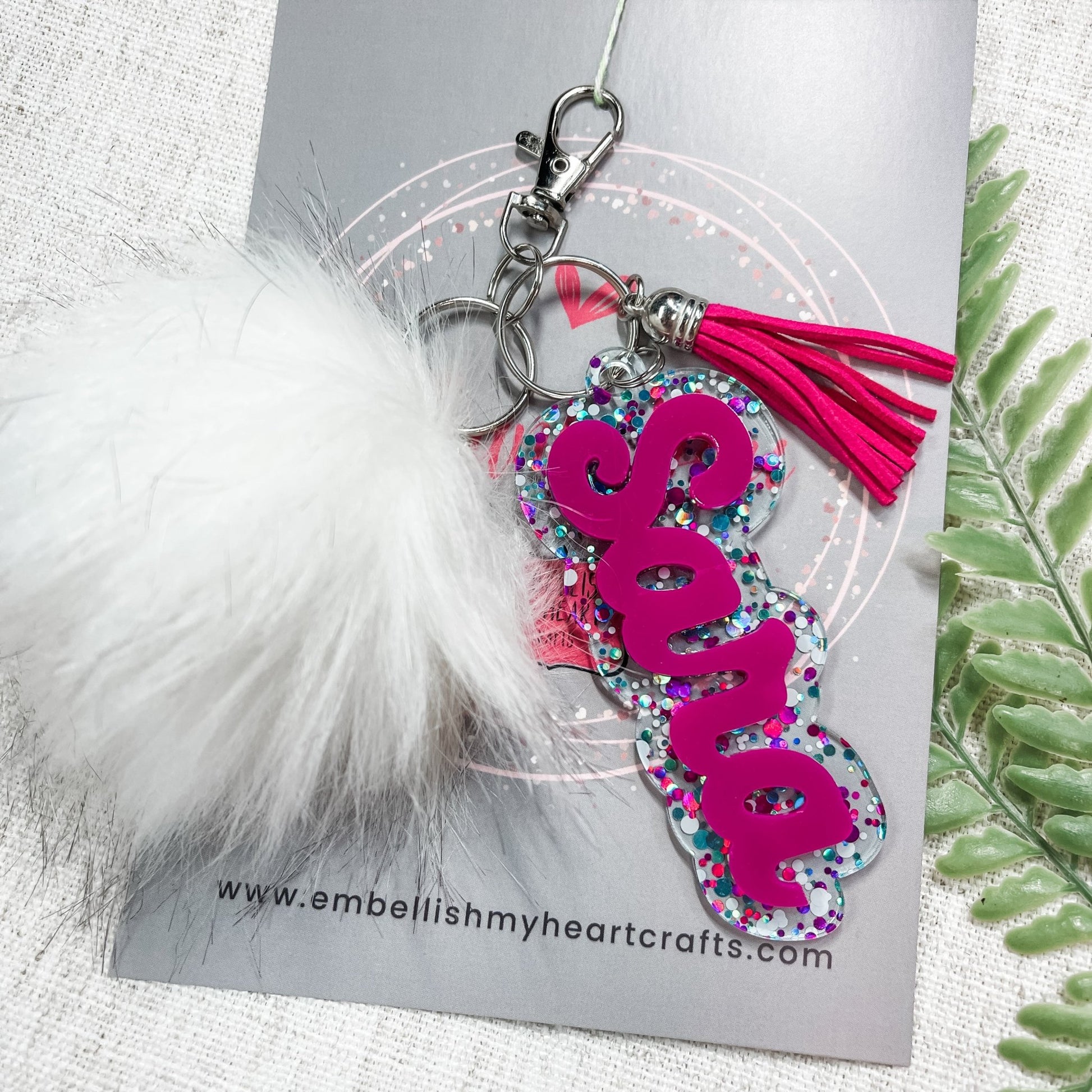 Keychain Pom Pom Tassle Personalized - Embellish My Heart