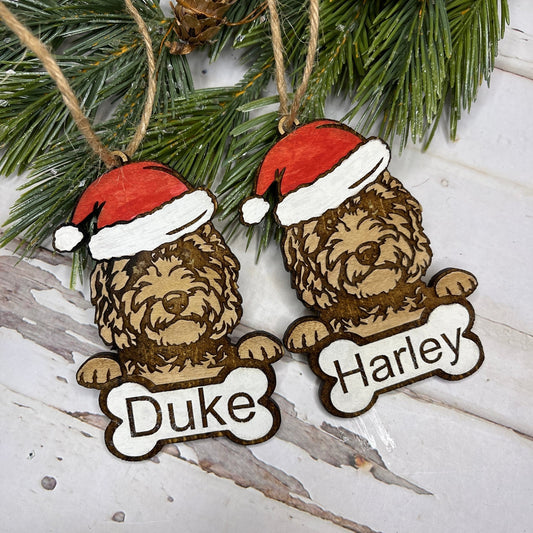 Labradoodle Personalized Ornament with Dog Bone - Embellish My Heart Crafts