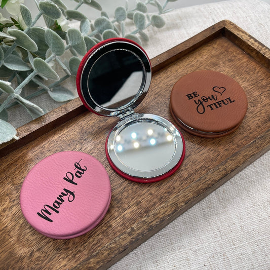 Leatherette Compact Mirrors - Embellish My Heart