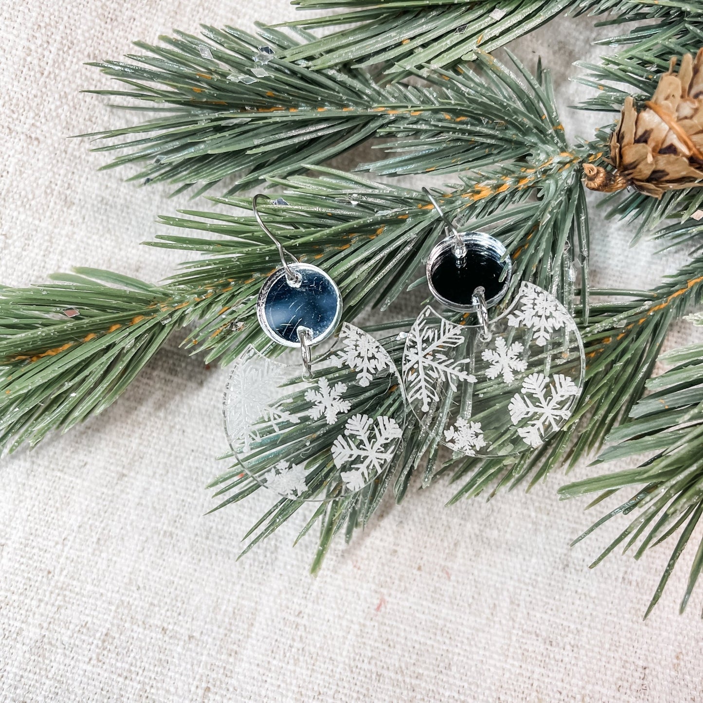 Mirror Snowflake Acrylic Dangle Earrings - Embellish My Heart