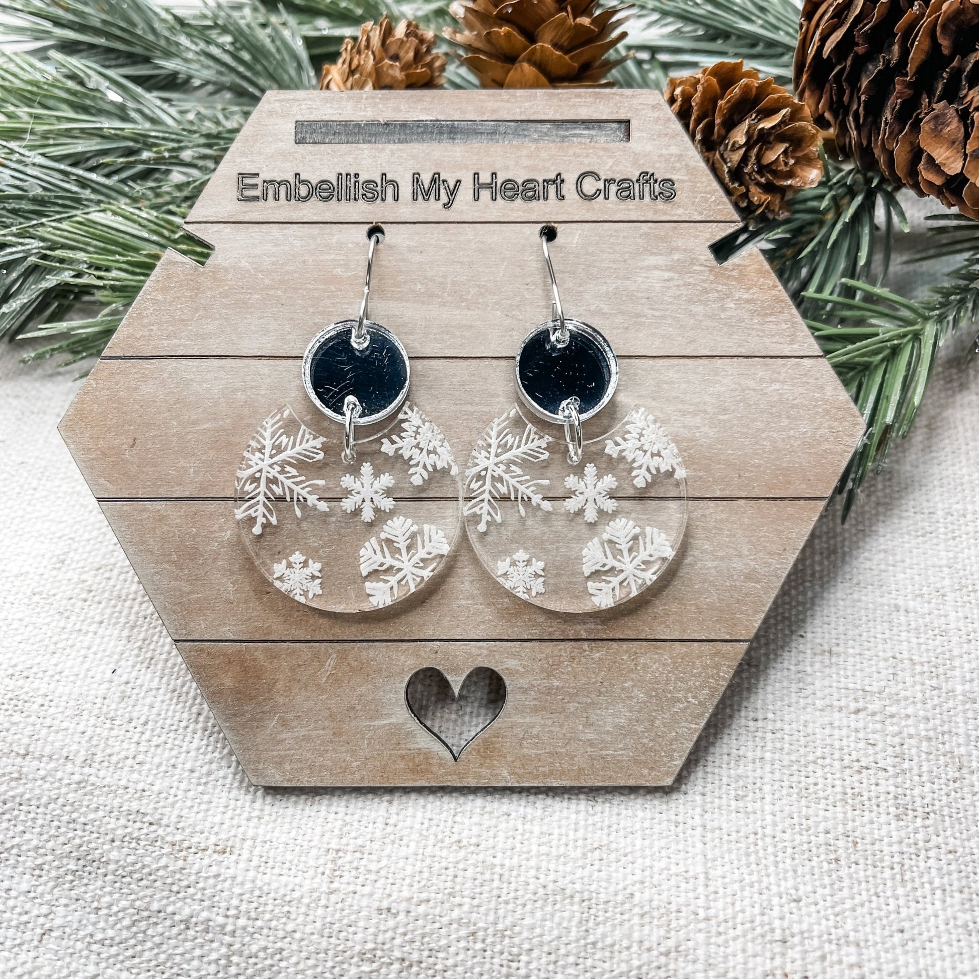 Mirror Snowflake Acrylic Dangle Earrings - Embellish My Heart