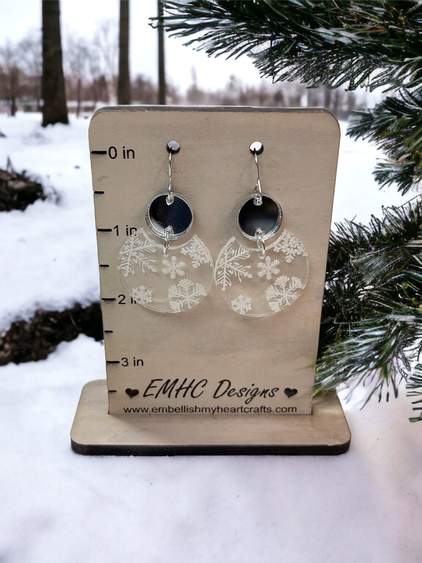 Mirror Snowflake Acrylic Dangle Earrings - Embellish My Heart