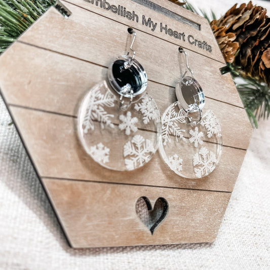 Mirror Snowflake Acrylic Dangle Earrings - Embellish My Heart