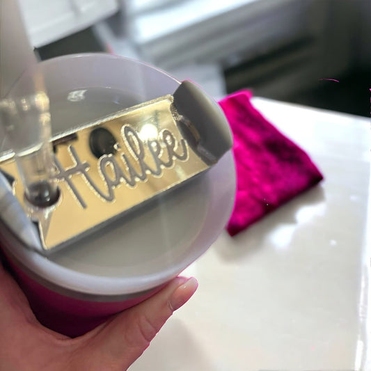 Mirror Tumbler Topper, Personalized Tumbler Name Plate, STAN - Embellish My Heart