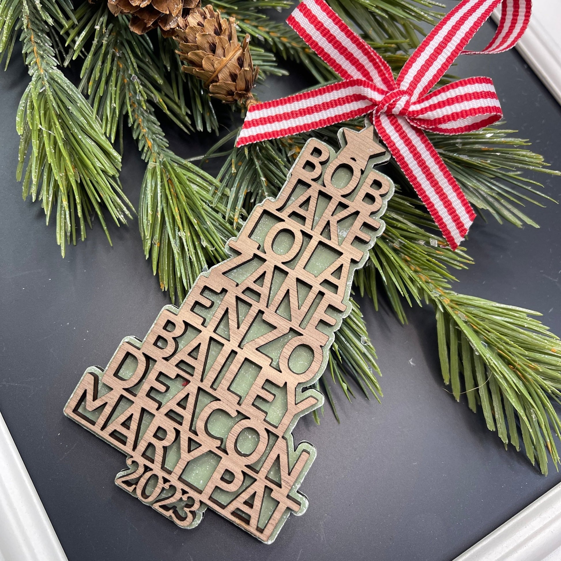 Personalized Family Tree Ornament, Name Tree, Christmas Gift For Family Members - Embellish My Heart