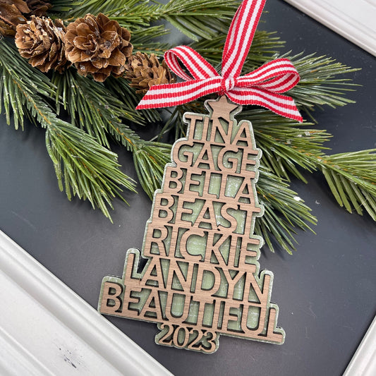 Personalized Family Tree Ornament, Name Tree, Christmas Gift For Family Members - Embellish My Heart