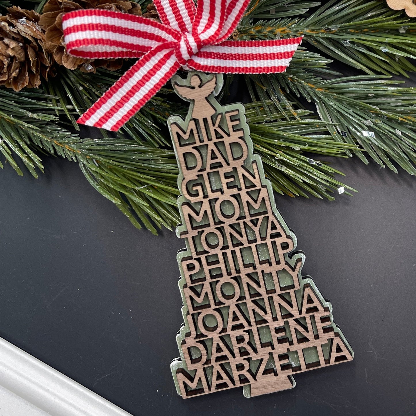 Personalized Family Tree Ornament, Name Tree, Christmas Gift For Family Members - Embellish My Heart