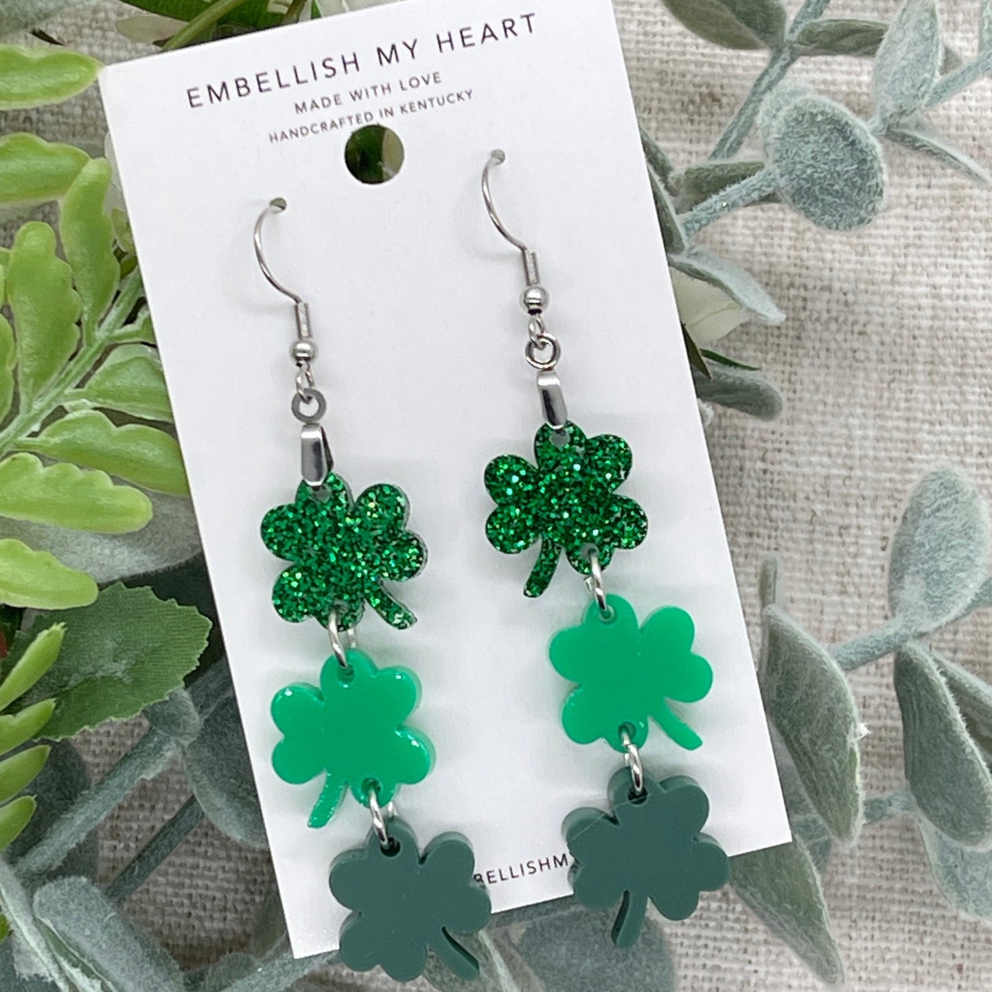 Shamrock Lucky St. Patrick's Day Dangle Earrings - Embellish My Heart