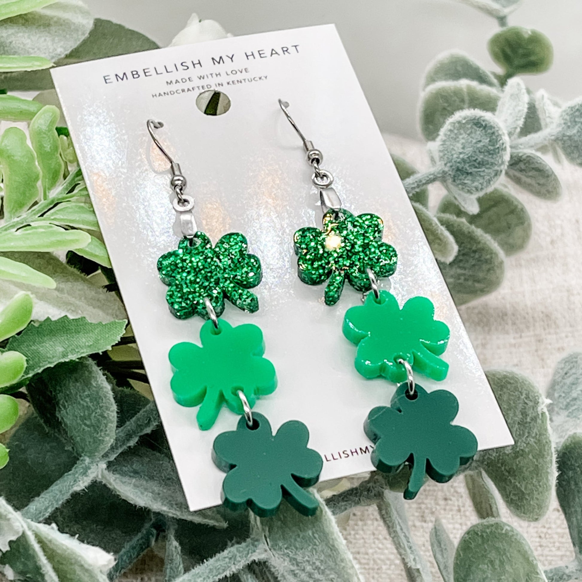 Shamrock Lucky St. Patrick's Day Dangle Earrings - Embellish My Heart