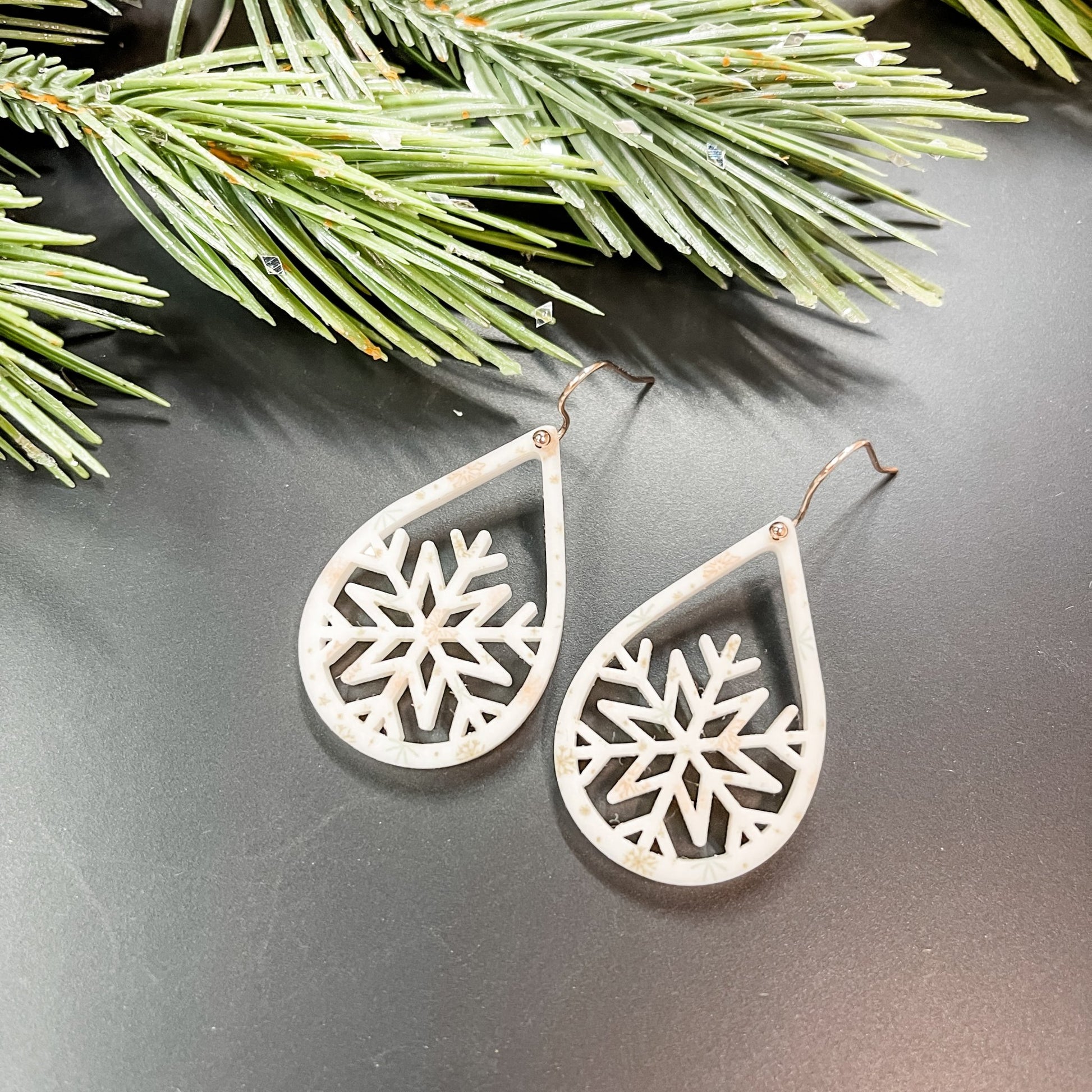 Snowflake Teardrop Acrylic Dangle Earrings - Embellish My Heart