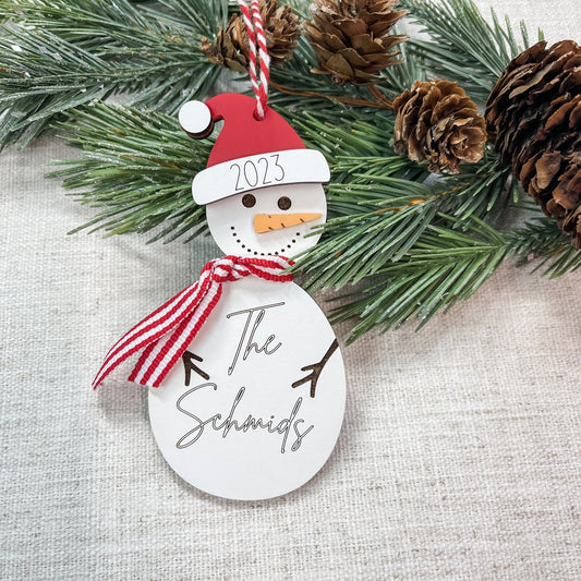 Snowman Family Name Ornament - Embellish My Heart