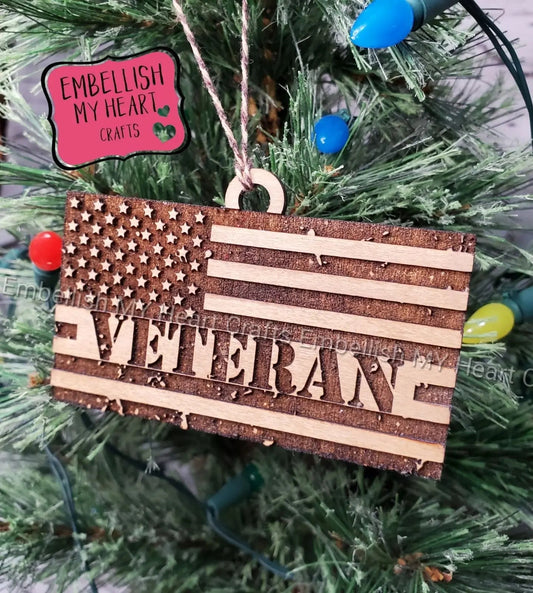 Veteran Ornament, American Flag Ornaments - Embellish My Heart Crafts